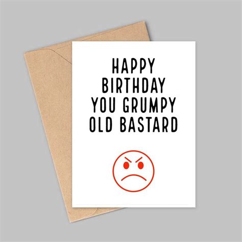Cheeky Birthday Card Happy Birthday You Grumpy Old Bastard Etsy Hong Kong