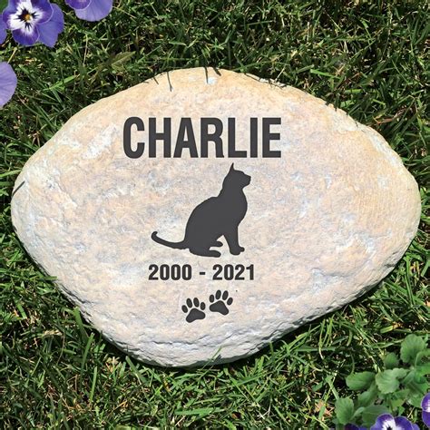 Personalized Engraved Cat Memorial Garden Stone Tsforyounow