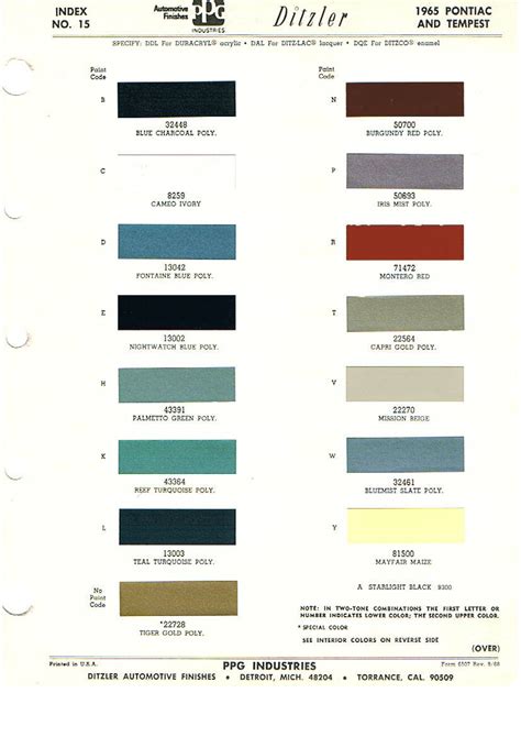 1966 Gto Color Codes