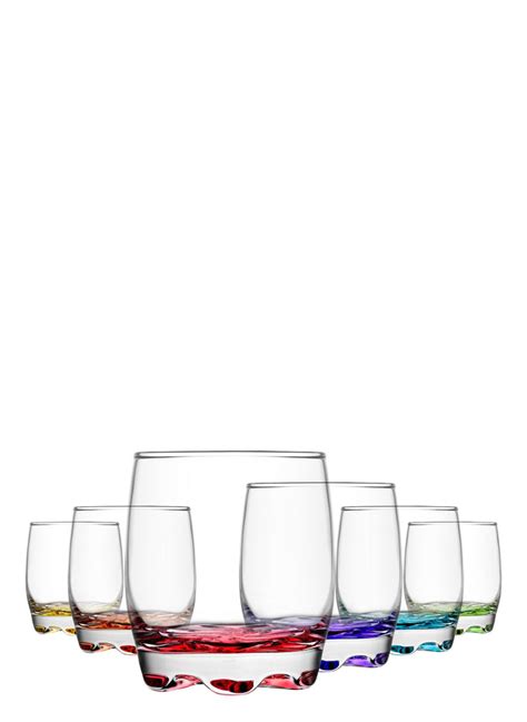 Adora Colored Bottom Drinking Glasses 6 Piece Set Bonton