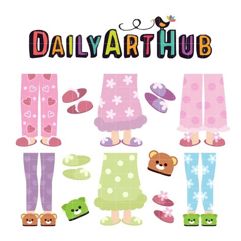 Girls Pajama Clip Art Set Daily Art Hub Graphics Alphabets And Svg