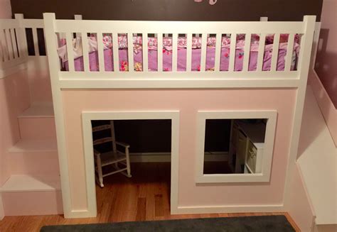 Youth loft bed with slide video. Playhouse loft bed with stairs and slide | Do It Yourself ...
