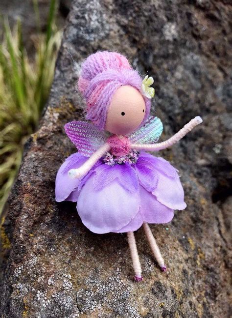 Mini Fairy Doll Handmade Fairy Pink Purple Flower Fairy Etsy Fairy