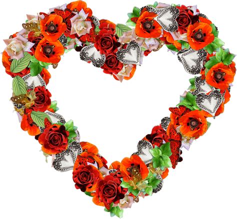 Corazón De Amapolas Y Rosas Png Transparente Stickpng