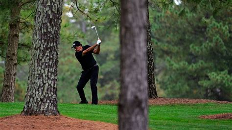 Masters Champion Phil Mickelson Plays His Second Shot At No 14 During