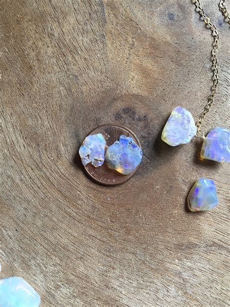 Opal Necklace Raw Opal Necklace Opal Jewelry October Etsy
