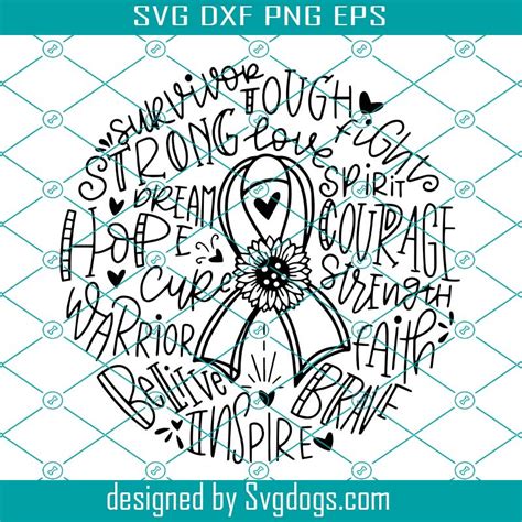 Cancer Quote Svg Cancer Awareness Svg Typography Svg Cancer Ribbon