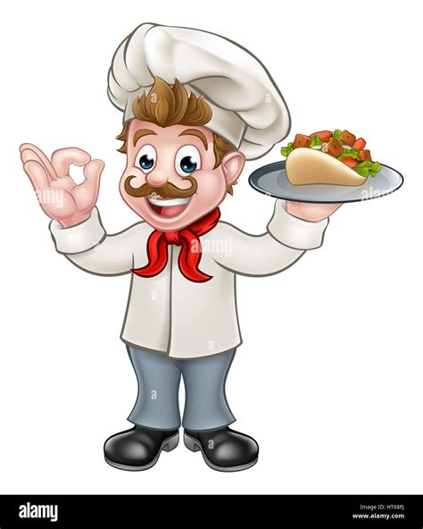 A Chef Cartoon Character Holding A Kebab Stock Photo Alamy