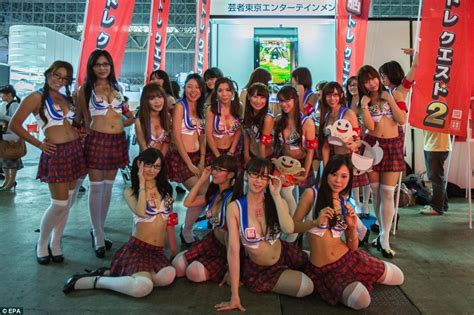 tokyo game show s women distract from actually looking at the software daily mail online