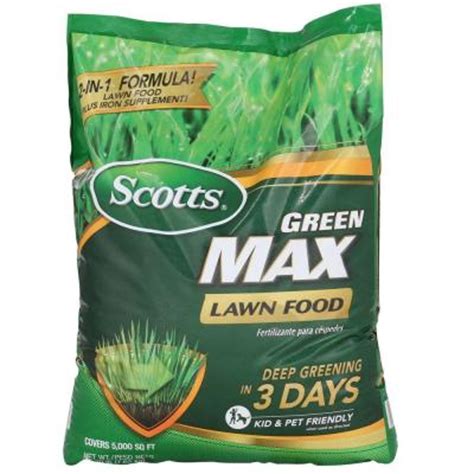 Contains triple the iron for fast, extreme greening; Scotts 16.9 lb. 5,000 sq. ft. Green Max Southern Lawn ...