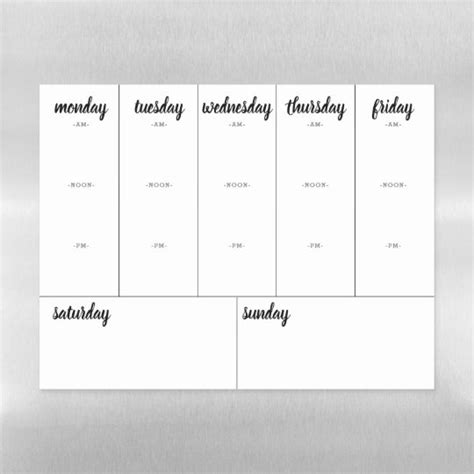 Planner Blank Weekly Calendar Am Noon Pm Magnetic Dry Erase Sheet
