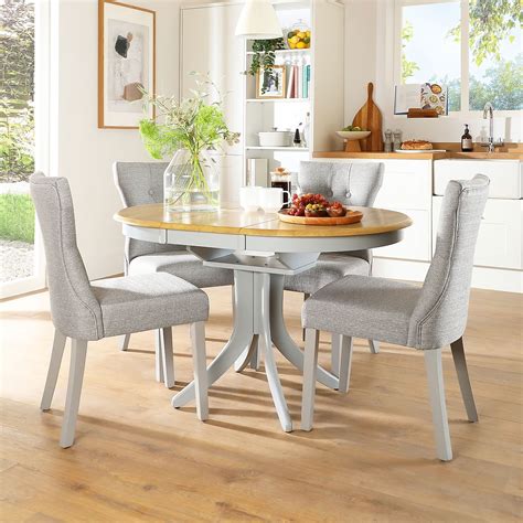 Hudson Round White Extending Dining Table With 4 Bewley