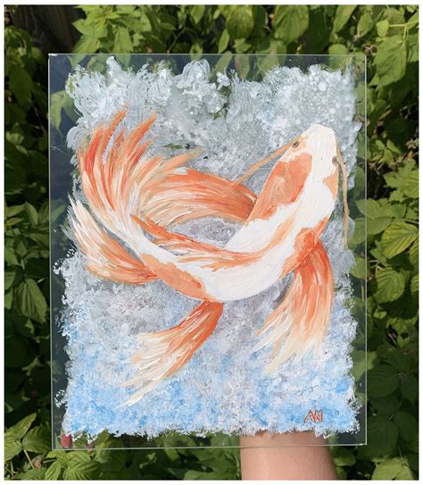 Koi Fish Acrylic Painting On Glass Acrylic Glass Painting