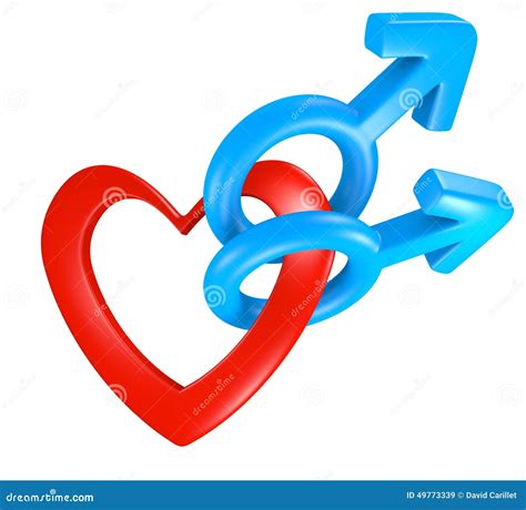 Valentine Heart Shape Connecting Male Gender Symbols For Two Men Stock