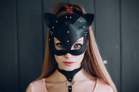 Leather Cat Mask Face Mask Bdsm Mask Masquerade Mask Etsy