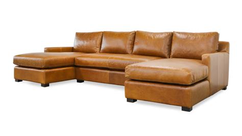 Cococo Home Brevard Double Chaise Leather Sectional Made In Usa