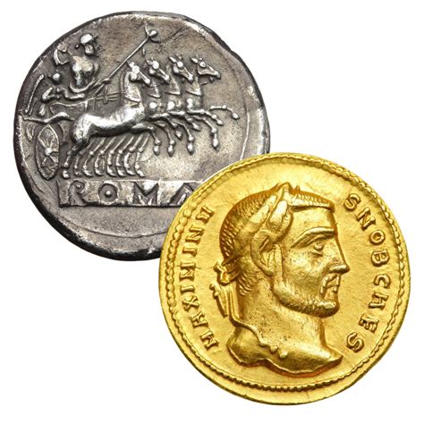 Ancient Roman Gold And Silver Coins Golden Eagle Coins