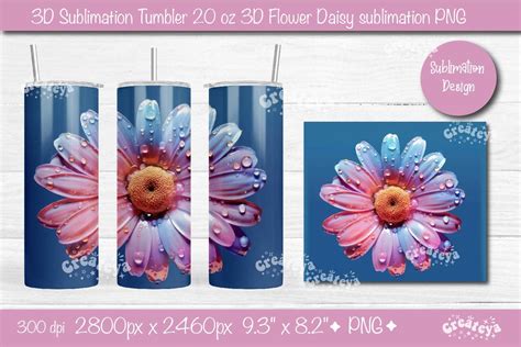 3D Flower Tumbler 3D Daisy Sublimation Graphic By Createya Design