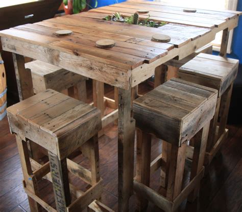 They made the bar table completely out of items they had around their house (the bar stools are ones that were purchased years ago). pallet bar table - Google Search | Wooden pallet furniture ...