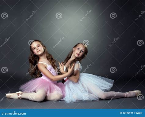 Studio Shot Of Two Graceful Ballet Dancers Stock Photo Image Of