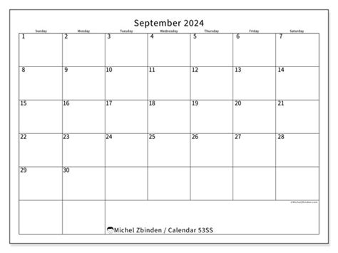 Calendar September 2024 Office Ss Michel Zbinden Ca