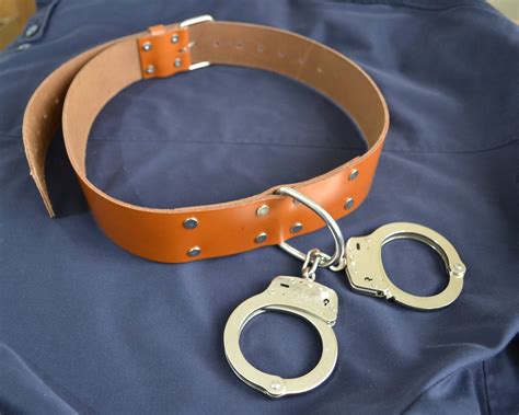 Handcuff Belt 2 Inch Wide Bdsm Prisoner Jail Leather Bondage Etsy