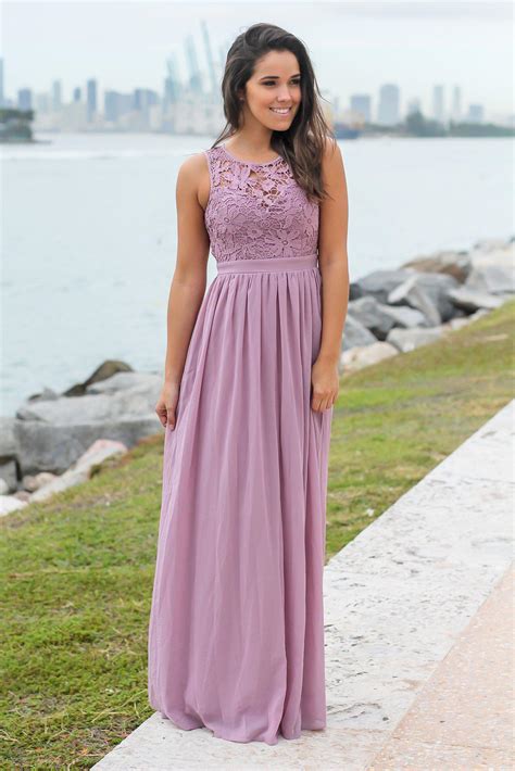 Mauve Crochet Maxi Dress With Open Back Bridesmaid Dresses Saved By