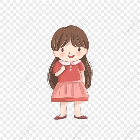 Gambar Hari Anak Anak Yang Lucu Kartun Gadis Kecil Rok Merah Muda Dekor