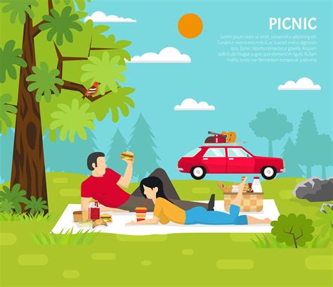 Cartoon Picnic Pictures Picnic Vector Illustration Outdoor Barbecue
