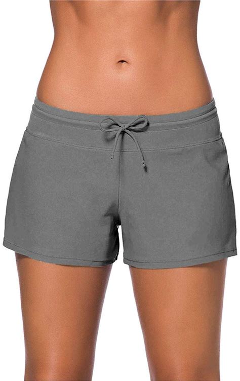Satinior Women Swimsuit Shorts Tankini Swim Briefs Plus Size Grey