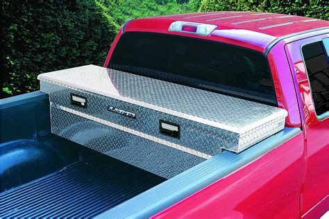 Lund Inch Aluminum Mid Size Cross Bed Truck Tool Box With Full Lid Diamond Plated Silver