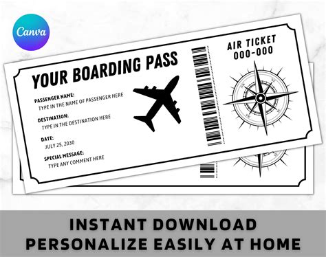 Surprise Boarding Pass Editable Boarding Ticket Template Ph