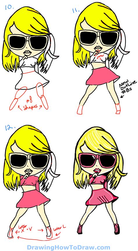 How To Draw Taylor Swift As Cute Cartoon Chibi Drawing