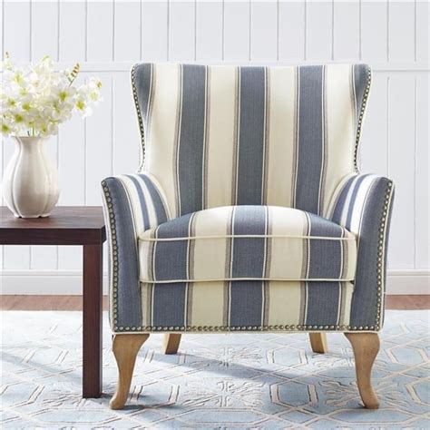 Dorel Living Reva Accent Chair Living Room Armchairs Blue Stripe