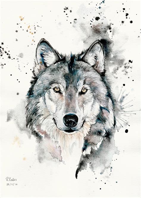 A5 A4 Watercolour Painting And Pen Wolf Original Art Print Etsy Uk