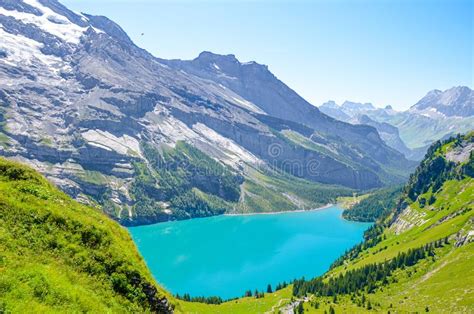 Amazing Oeschinensee Oeschinen Lake In Swiss Alps By Kandersteg