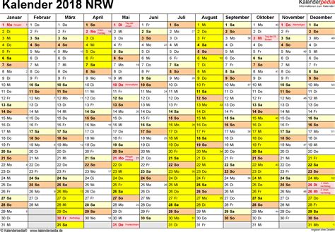 Kalender von timeanddate mit kalenderwochen und feiertagen für 2021, 2022, 2023 oder anderes jahr. Kalender 2018 NRW: Ferien, Feiertage, PDF-Vorlagen