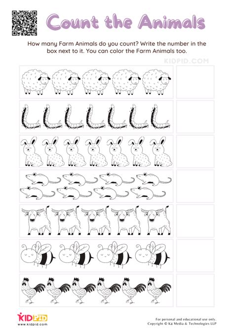 Count The Animals Free Worksheets For Kids Kidpid