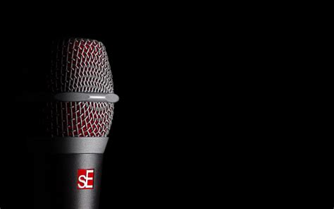 Download Wallpaper 3840x2400 Microphone Audio Minimalism Dark 4k