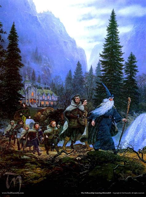 The Fellowship Leaving Rivendell By Ted Nasmith Middle Earth