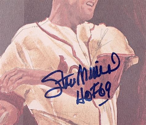 Stan Musial Signed Cardinals 18x24 Lithograph Inscribed Hof 69 Sop