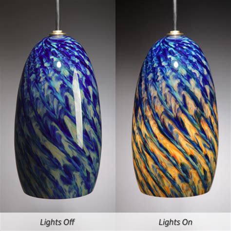 Blown Glass Pendant Light Cobalt Iris Artisan Crafted Lighting