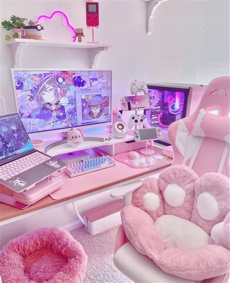 Pink Gaming Setup In 2021 Gamer Room Decor Kawaii Room Gamer Room