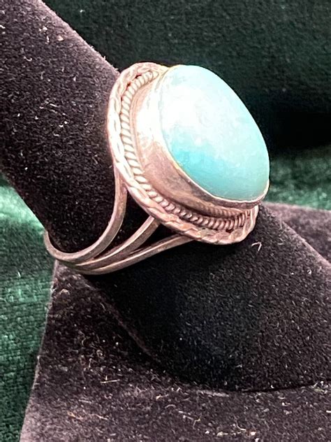 Navaho Turquoise Silver Ring Signed Cortez H Us Gem