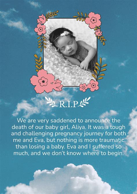 Baby Death Announcement in Illustrator, Pages, PSD, Publisher, Word