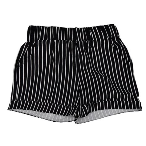 Buy 2018 New Fashion Summer Cotton White Black Striped Shorts Female Casual