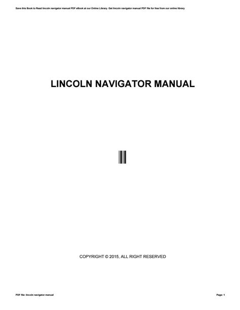 Lincoln Navigator Manual By Murgiati Arya Issuu