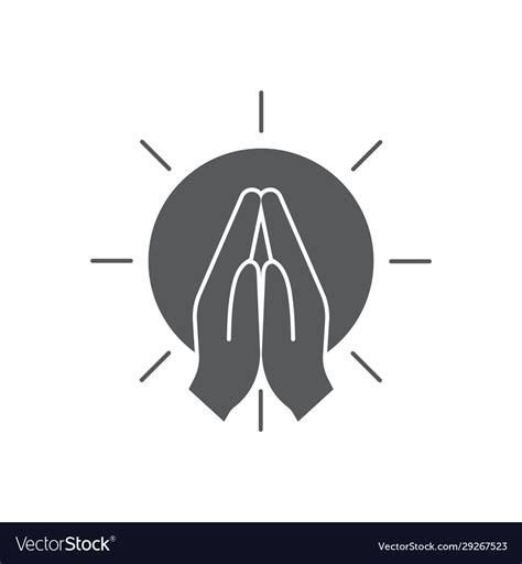 Praying Hands Icon Symbol Isolated On White Vector Image