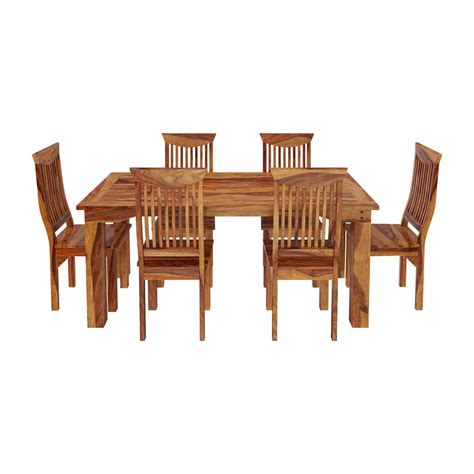 If you have a farmhouse table, try. Idaho Modern Rustic Solid Wood Dining Table & Chair Set
