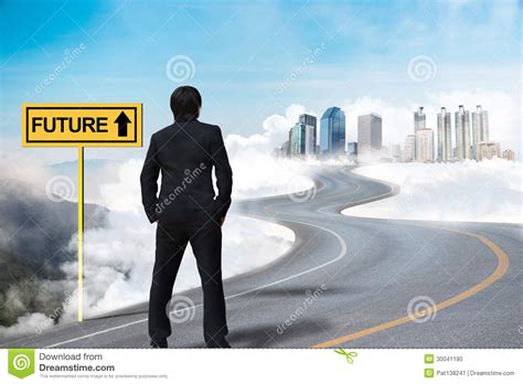 Businessman Standing On The Empty Road Stock Photo Image 30041190